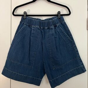 Blue High Waist Denim Shorts with Relaxed Fit